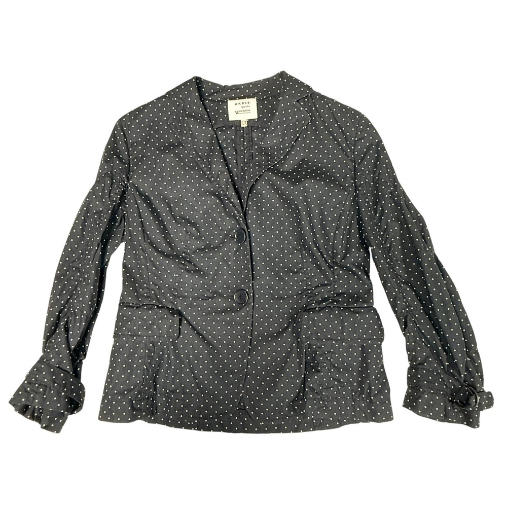 Akris Punto Women's Navy Polka‎ Dot 100% Cotton Blazer size 8